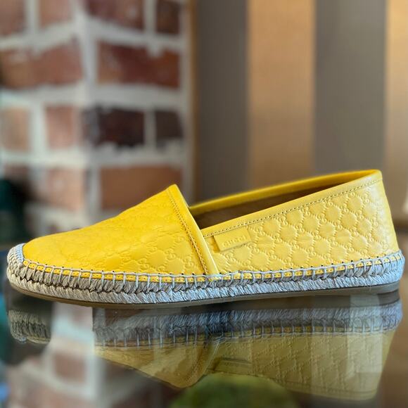GUCCI Yellow Microguccissima Leather Espadrilles SZ 38.5 (8.5 US) - Picture 1 of 8